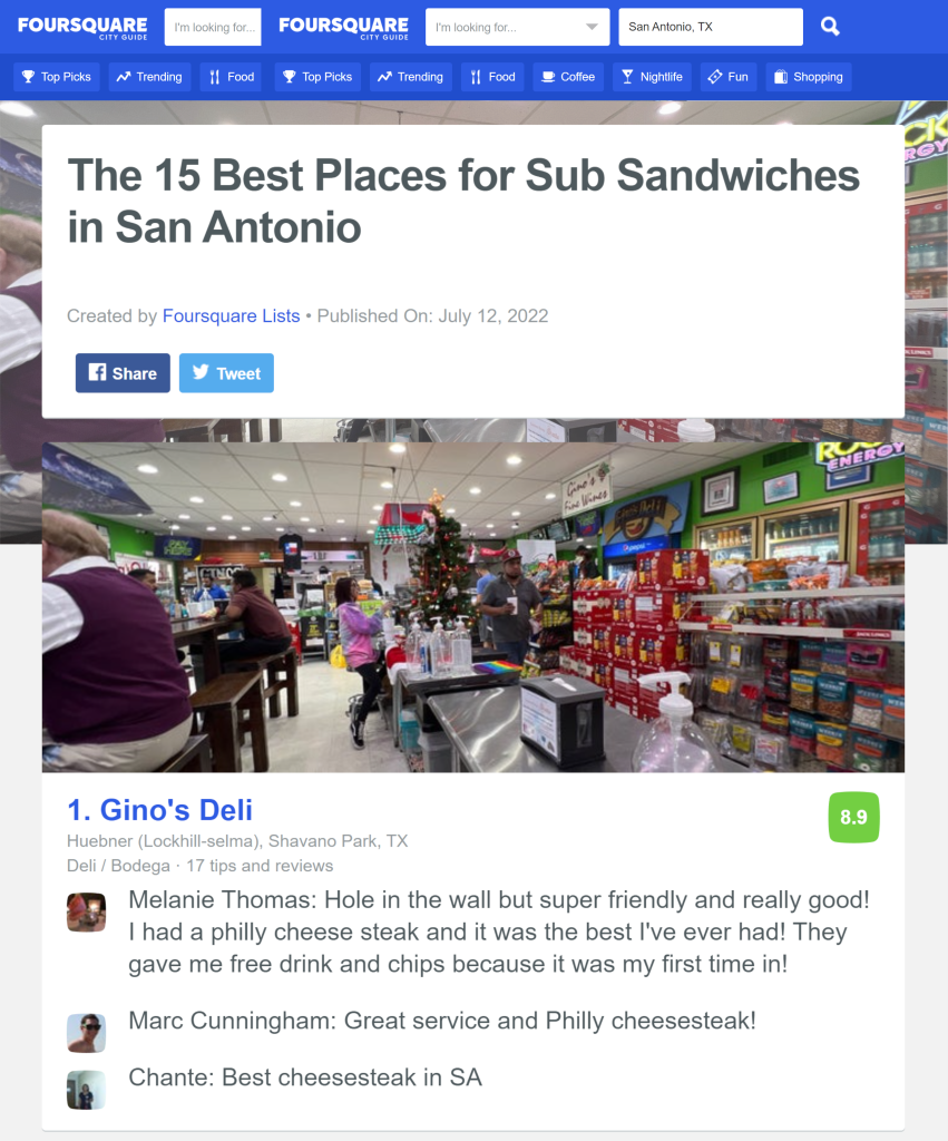 foursquare-Ginos Deli-15-best-places-for-sub-sandwiches-2022-07-29