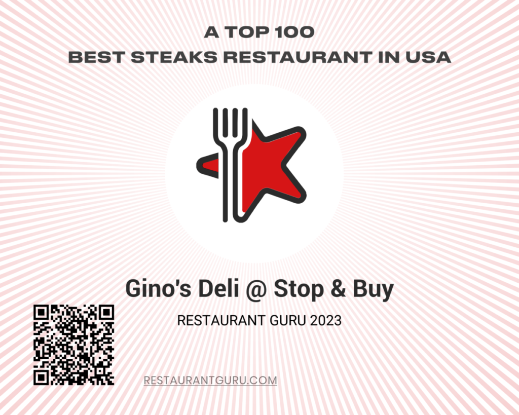 Ginos Deli Top 100 Steak Restaurants in USA Restaurant Gurus Certificate 1