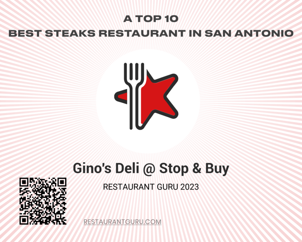 RestaurantGuru_Ginos Deli Top 10 steak restaurant in San Antonio certificate 1