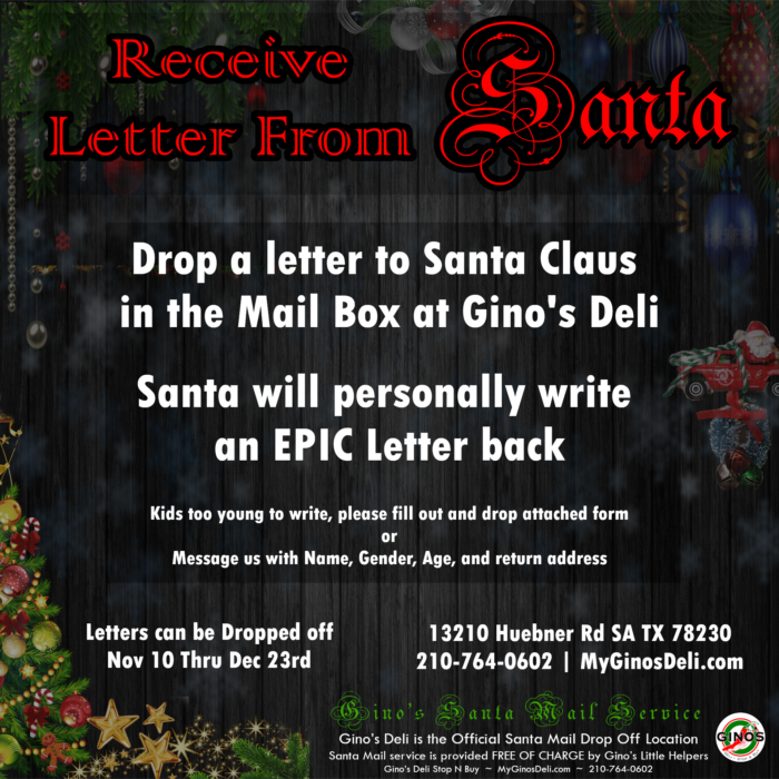 Letters from Santa Ginos Deli Ginos Santa MAil Service