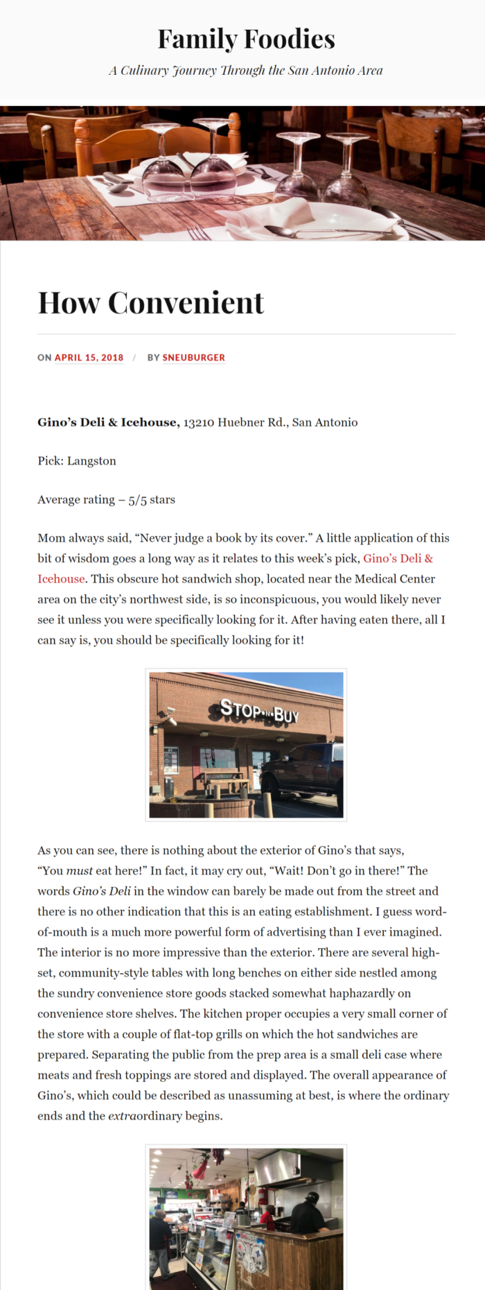 How Convenient: Family Foodies Blog Review of Gino's Deli | Family Foodies April 2018