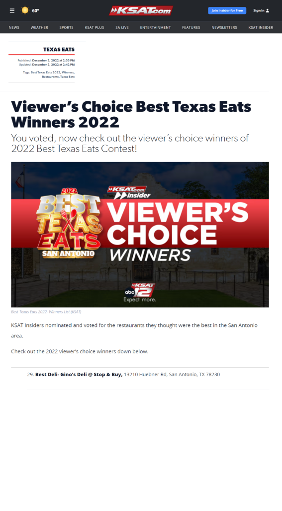 ksat-texas-eats-2022-12-02-viewers-choice-best-texas-eats-winners-2022 Ginos Deli Best Deli