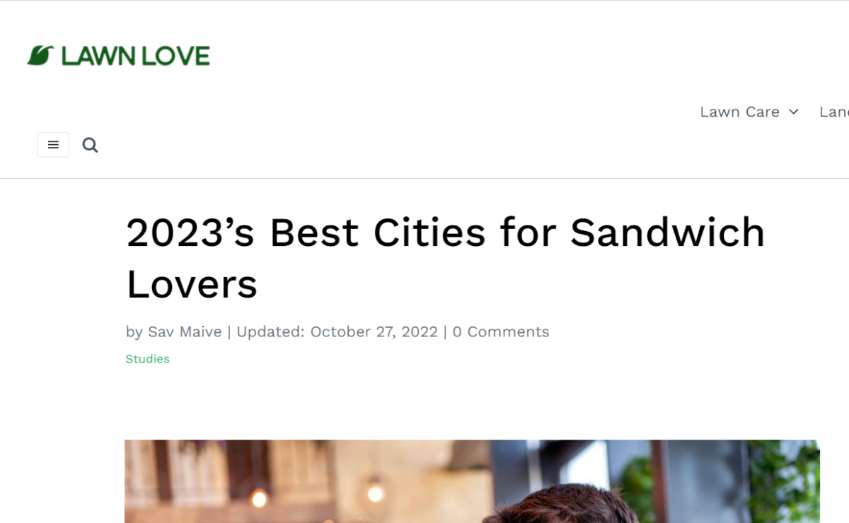 Ginos Deli Ranked One of the 2023 Best Sandwich in San Antonio says Lawn Love Philly cheese Steaks