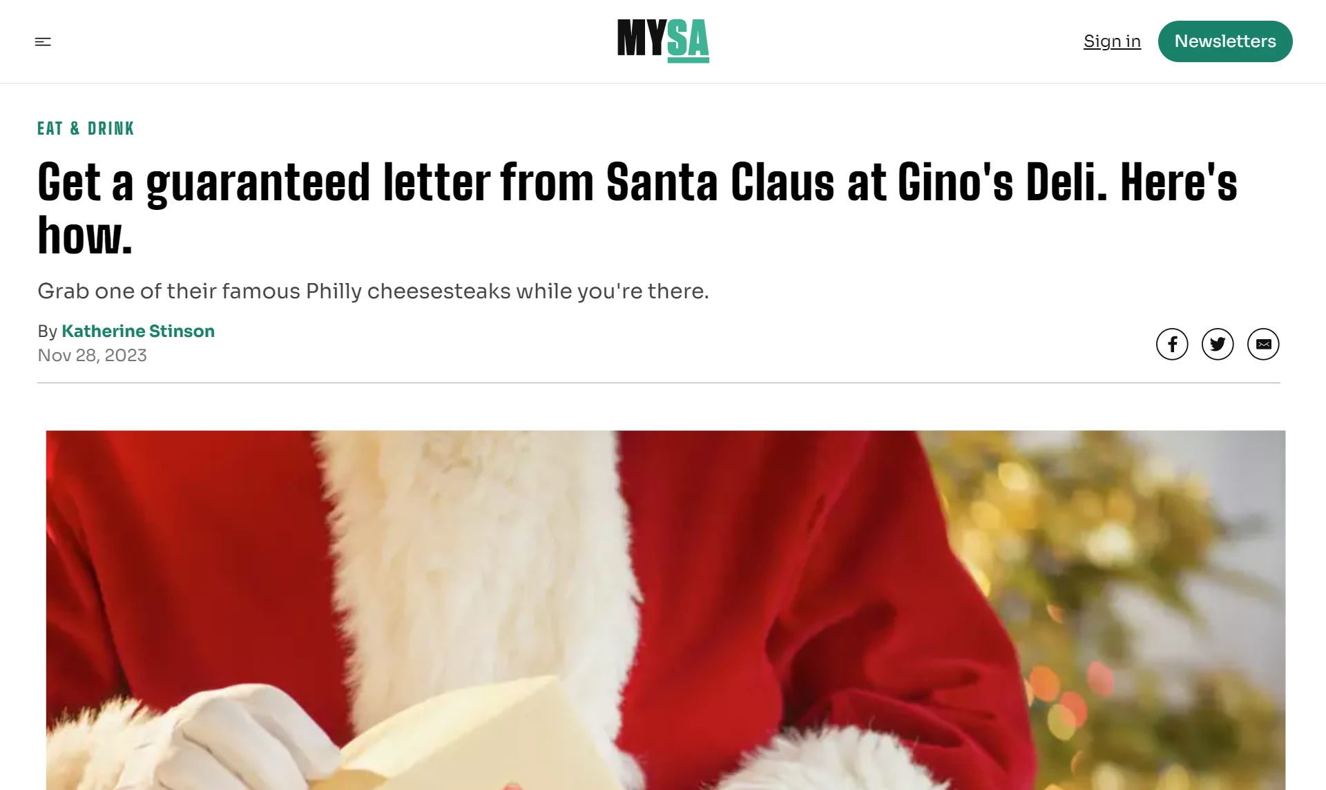 Get a guaranteed letter from Santa Claus at Gino's Deli. Here's how MySanAntonio title