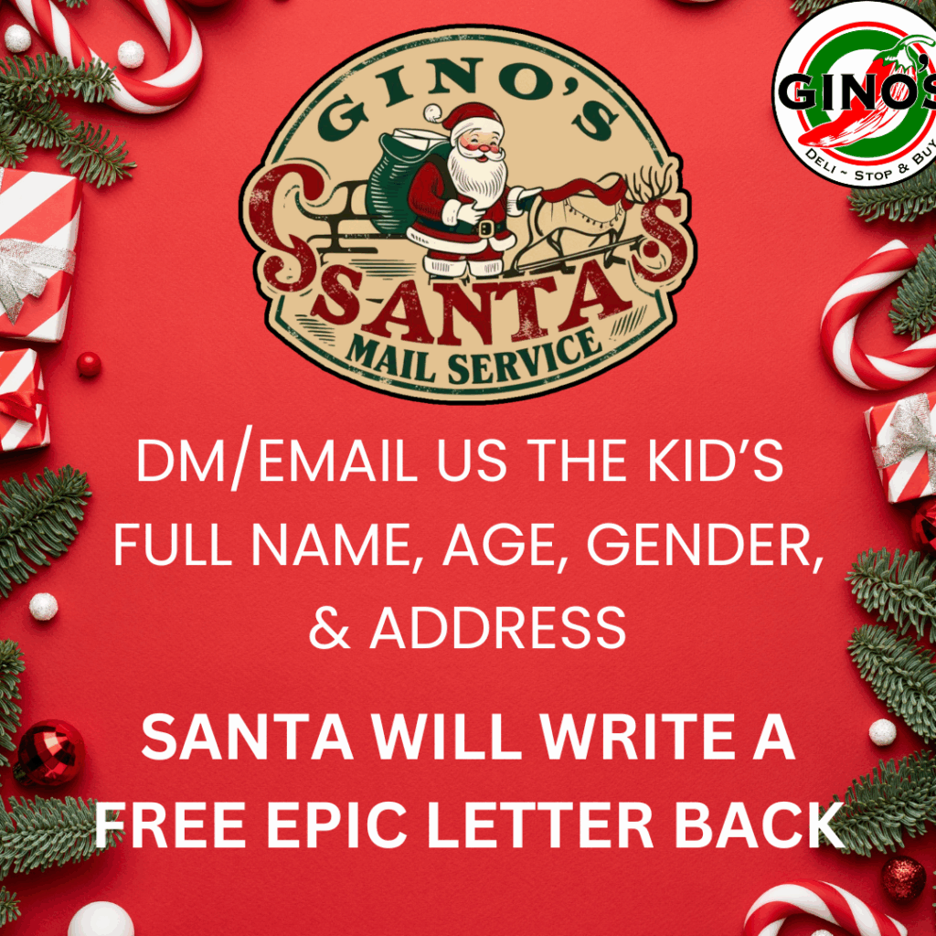 Gino's Santa mail Service Free letter from Santa Ginos Deli