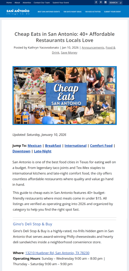 Gino's Deli one of the most Affordable restaurants in San Antonio 01-10-2025